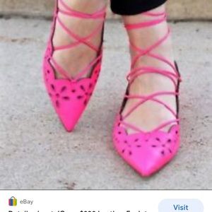 Size 9 Hot Pink Lace up J Crew Ballet flats